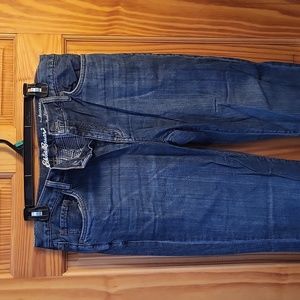 Eddie Bauer 8 flannel lined jeans boyfriend dark denim